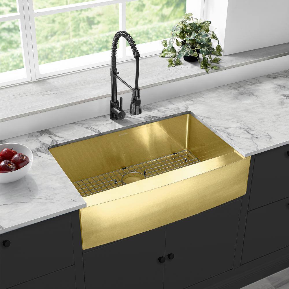 Gold Stainless Steel Farmhouse Single Basin Kitchen Sink