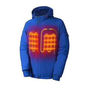 Men's Large Blue 7.2-Volt Lithium-Ion Heated Hooded Jacket with (1) 5.2Ah Battery and Charger