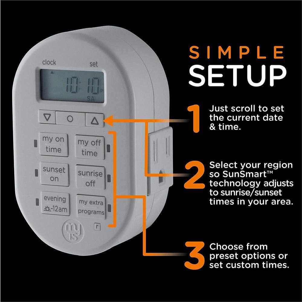 White Digital Indoor Plug-In Timer with LCD Display