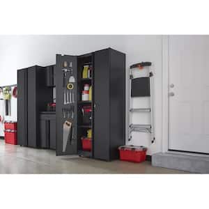 Regular Duty Welded 24-Gauge Steel Freestanding Garage Cabinet in Black (31 in. W x 75 in. H x 20 in. D)