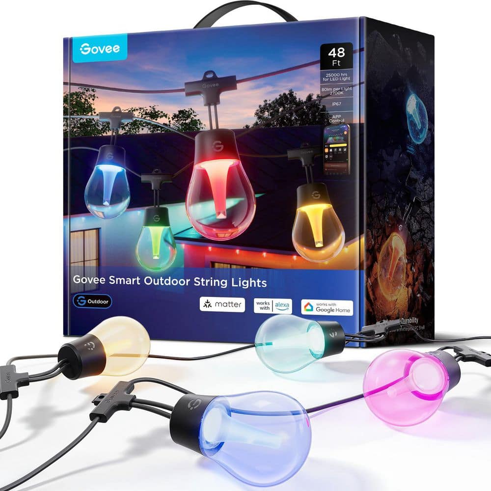 Govee ストリングライト15灯　Led Alex  Google  Govee RGBIC 15 Light 48 ft. Outdoor Plug-in Integrated LED Edison