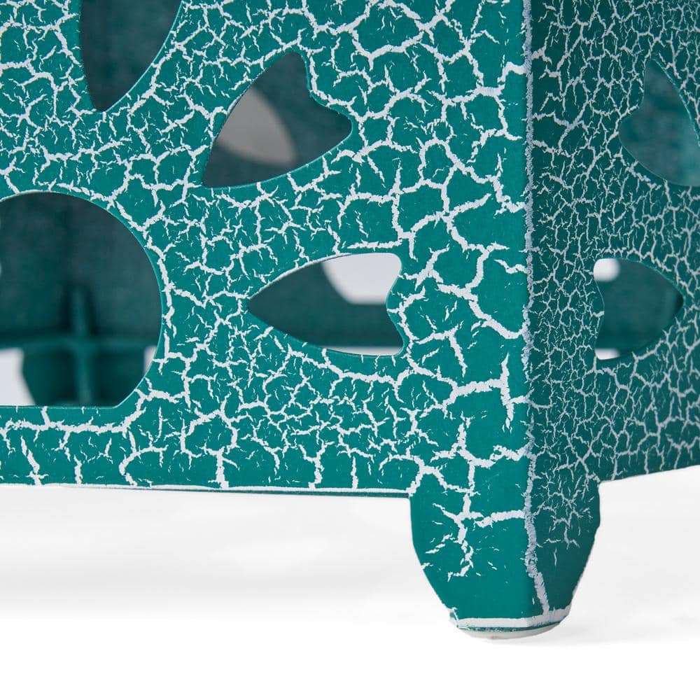 Teal Hexagon Iron Sunburst Outdoor Patio Side Table