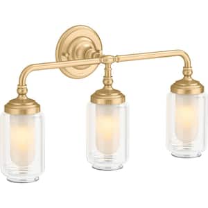 Artifacts 3-Light Brushed Moderne Brass Wall Sconce