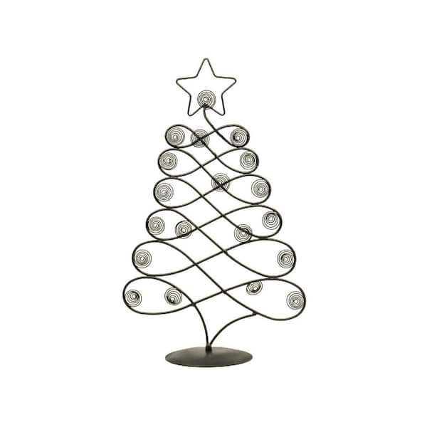 11 in. W x 18 in. H Black Metal Decorative Tabletop Display Christmas Tree Card Holder