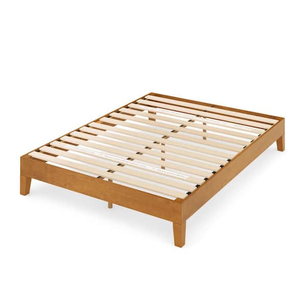 Solid Brown Wood Frame 12 in. Queen Platform Bed