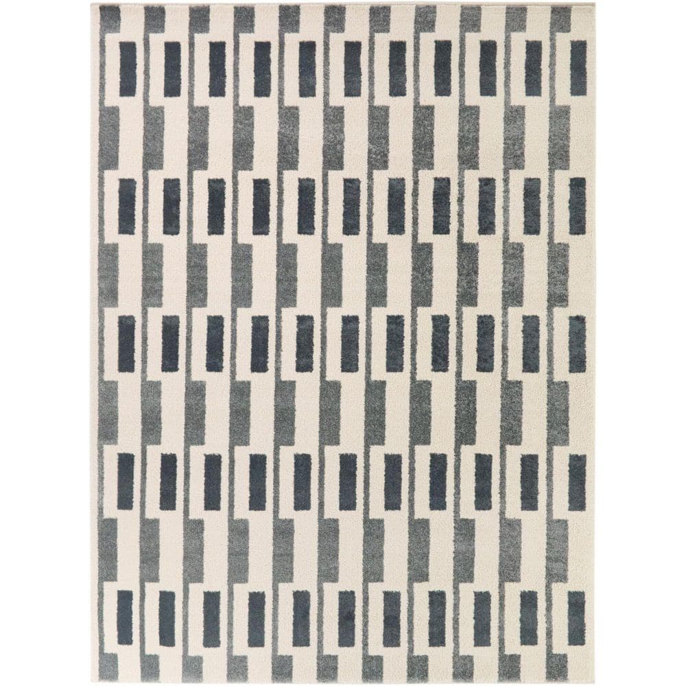 LaMonte Light Blue 8 ft. x 10 ft. Mid-Century Modern Colorblock Stripe Area Rug price history on PriceWatchPro