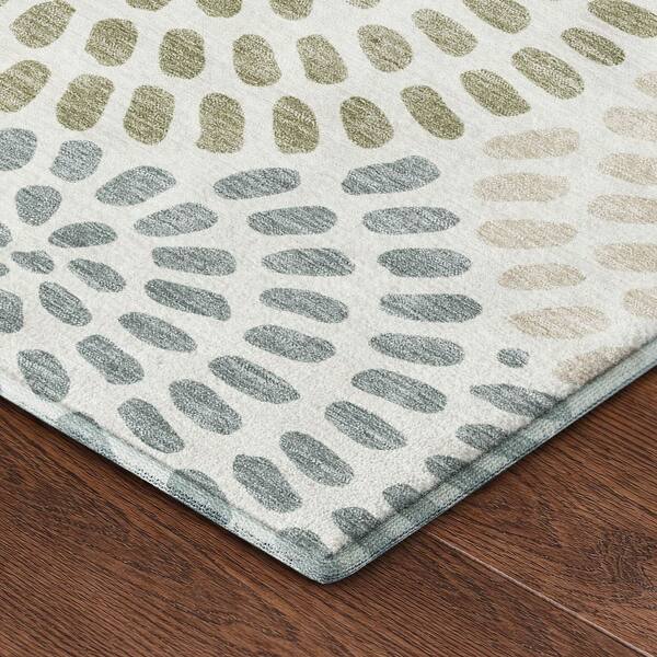 Mayfield Premium Machine Washable Abstract AMF2492 Ivory 9 ft. x 12 ft. Area Rug