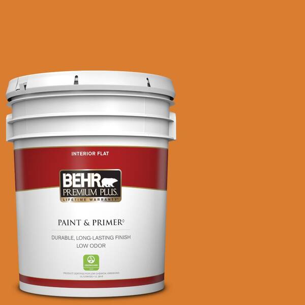 BEHR PREMIUM PLUS 5 gal. #270B-7 Bonfire Flat Low Odor Interior Paint & Primer