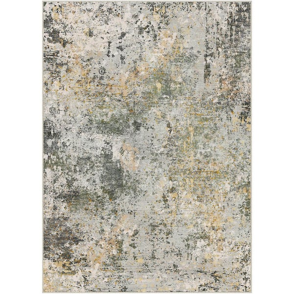 Fireworks Green/Gold 8 ft. x 10 ft. Washable Modern Abstract Area Rug