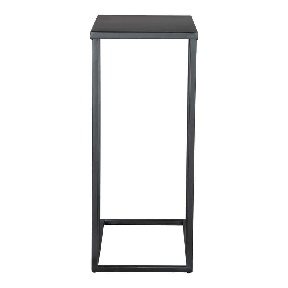 Black Powder-Coated Metal Rectangular Side Table