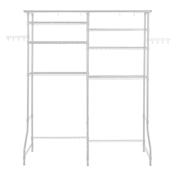 Over Washer and Dryer Storage Shelves, 6 Tiers Laundry Room Drying Rack with Hanger Rod and Hooks, Shelves White