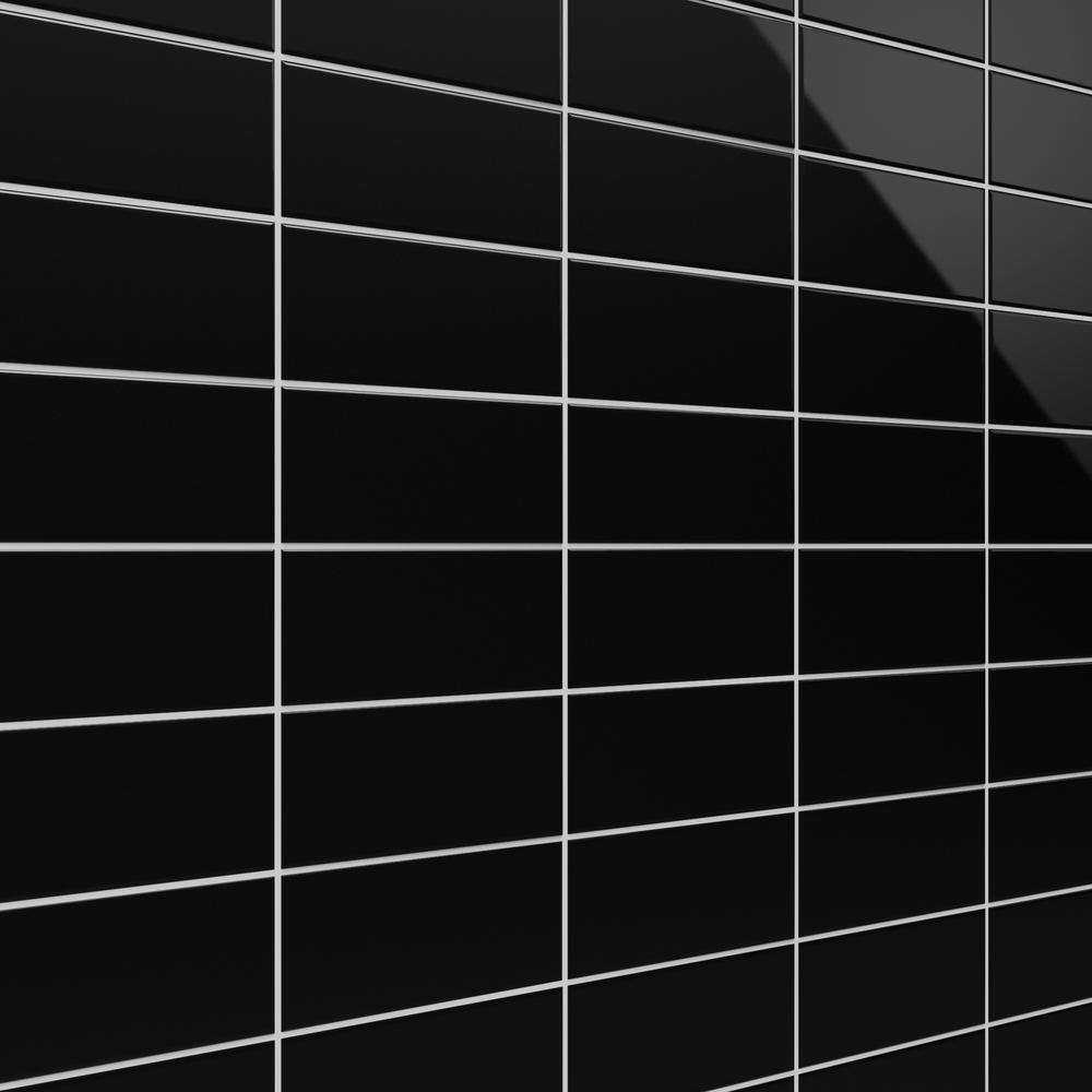 Abbey Road Polished Black Porcelain Subway Wall Tile