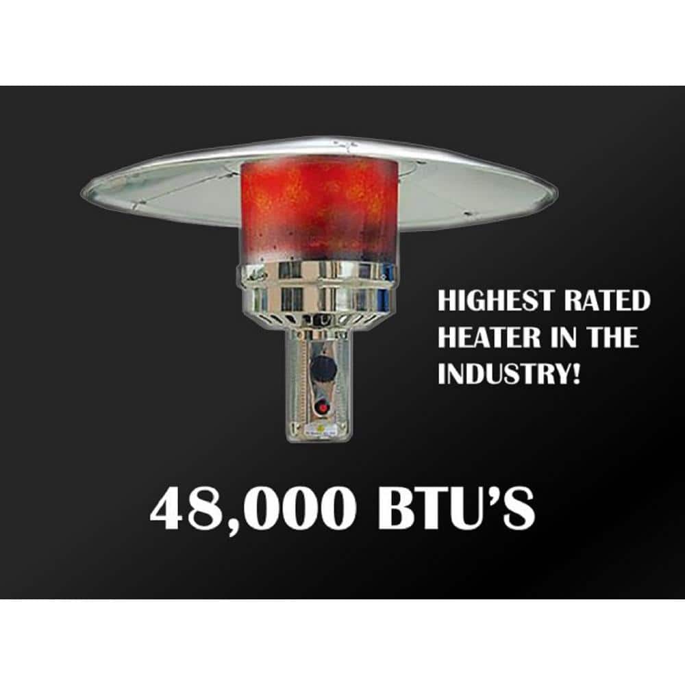 Hammered Bronze 87" Outdoor Propane Patio Heater with Table