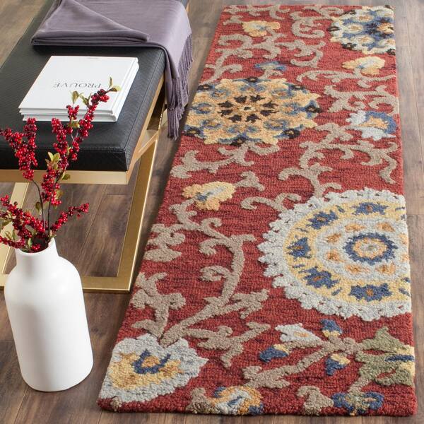 Safavieh Blossom Collection BLM115M Handmade Moroccan Premium Wool Runner Rug 2'3 x 10' Blue/Ivory Safavieh Blossom Collection BLM115M Handmade Moroccan Premium Wool Runner Rug 2'3 x 10' Blue/Ivory