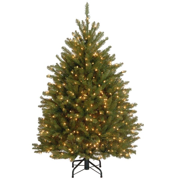 Home Accents Holiday 4.5 ft. Dunhill Fir Pre-Lit Artificial Christmas Tree with 450 Clear Mini Lights