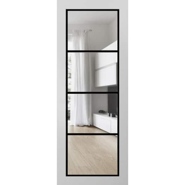 42 in. x 44 in. Solid Wood Clear glass White Interior Door Slab