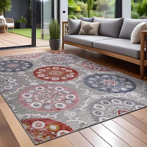 Multi 8 ft. x 10 ft. Equator Medallion Bohemian Indoor Outdoor Area Rug