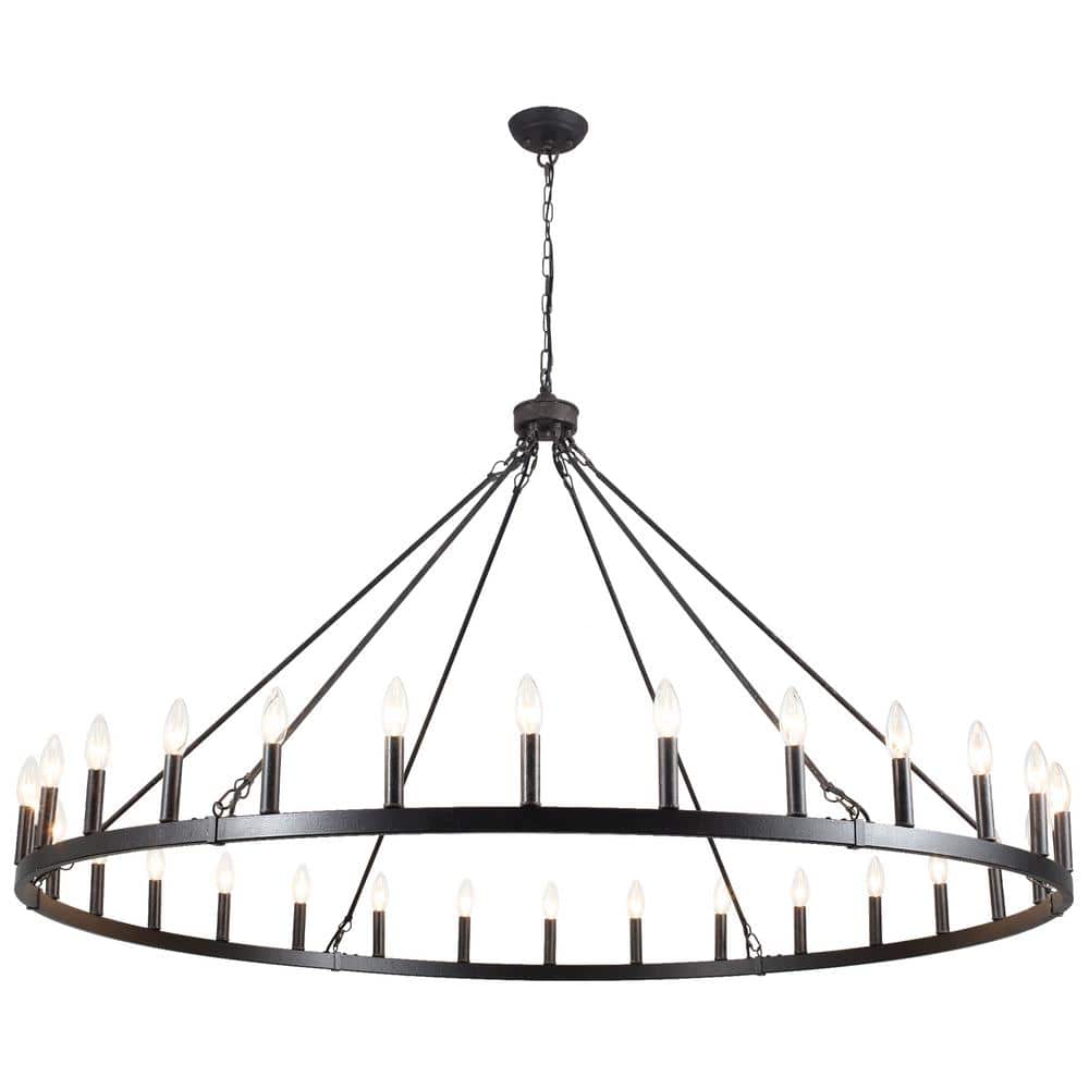 30-Light Black and Imitation Wood Grain Farmhouse Wagon Wheel Candlestick Chandelier price history on PriceWatchPro