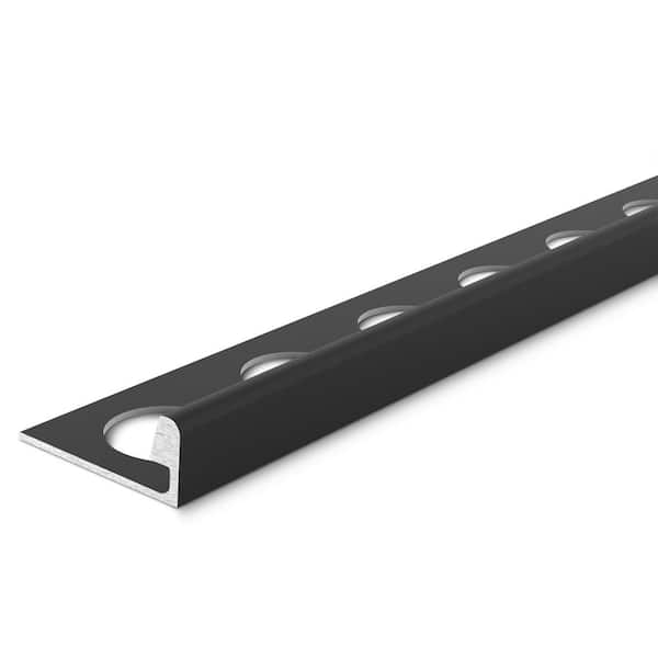 TrimMaster Matte Black 3/8 in. x 98-1/2 in. Aluminum L-Shaped Tile Edging Trim