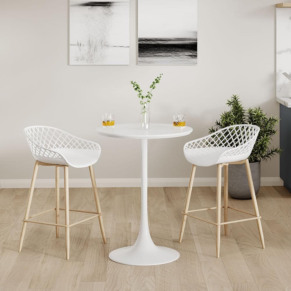White Round Mid-Century Modern Counter Height Table