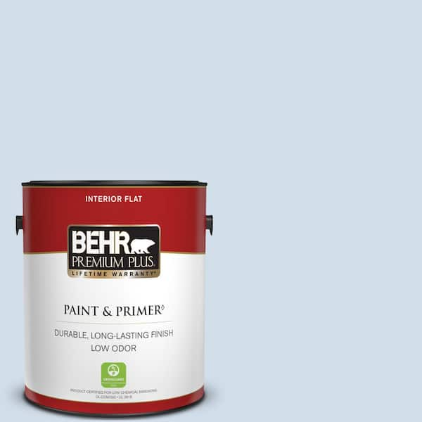 BEHR PREMIUM PLUS 1 gal. #M530-1 Ice Drop Flat Low Odor Interior Paint & Primer