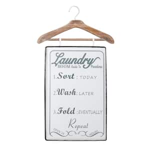 32 in. x 18 in. White Metal Farmhouse Sign Wall Decor