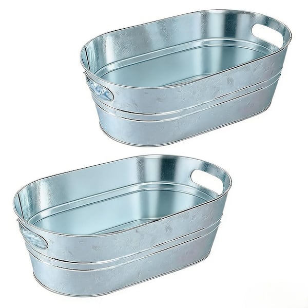 Farmhouse Series 12 qt. Silver Metal Ice Bucket with Carry Handles and Leak-Proof Design
