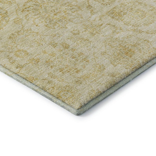 Mayfield Premium Machine Washable Abstract AMF1833 Gold 9 ft. x 12 ft. Area Rug