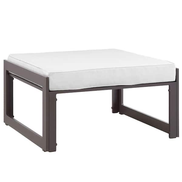 Modway Harmony Aluminum Outdoor Patio Ottoman with Cushion in White Beige