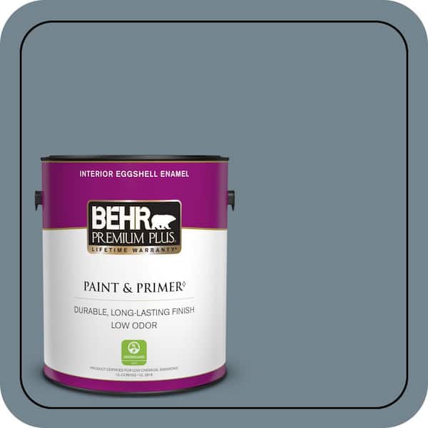 BEHR PREMIUM PLUS 1 gal. #N480-5 Adirondack Blue Eggshell Enamel Low Odor Interior Paint & Primer