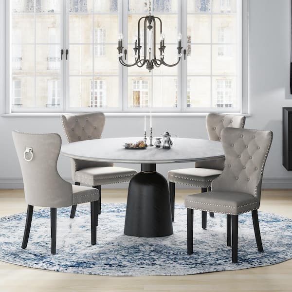 WESTINFURNITURE Brooklyn Gray Tufted Velvet Dining Side Chair (Set of 4)