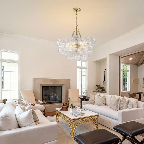 TinHon 6-Light Modern Gold Bubble Glass Chandelier, 25 in. Luxury