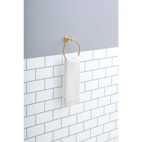 Foundations Design Series Traditional Wall Mount Closed Towel Ring in Brushed Gold