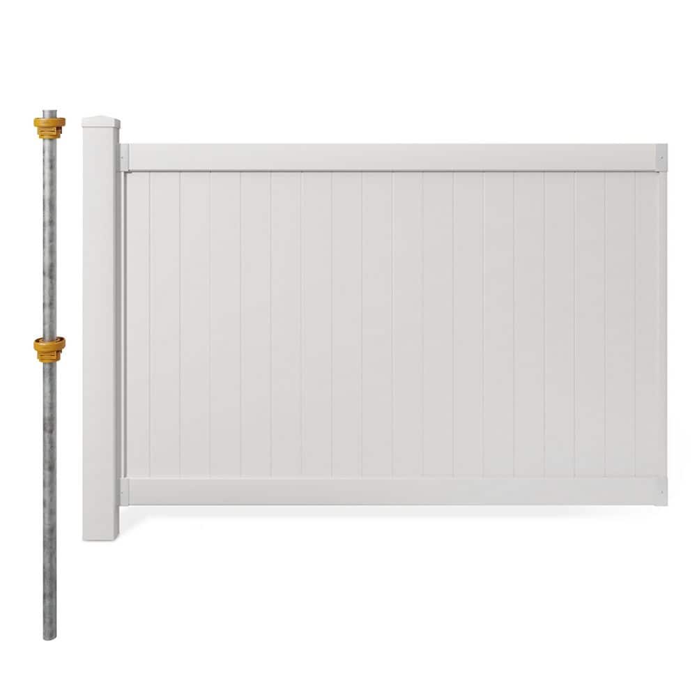 WamBam Fence 4 ft. H x 6 ft. W No Dig Westport Flat Top White