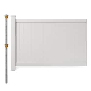 4 ft. H x 6 ft. W No Dig Westport Flat Top White Vinyl Privacy Fence Panel with Post and Anchor