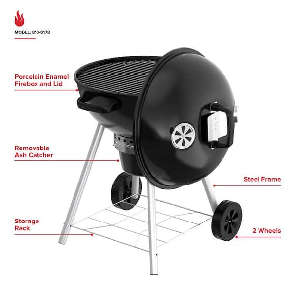 Nexgrill 22.5 in. Deluxe Kettle Charcoal Grill in Black 810-0178