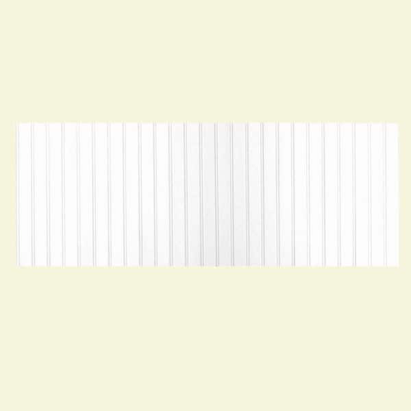 Swan 8 ft. x 3 ft. Beadboard One Piece Easy Up Adhesive Wainscot in White