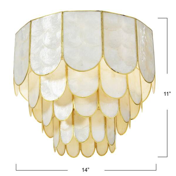 gold capiz drum flush mount ceiling light