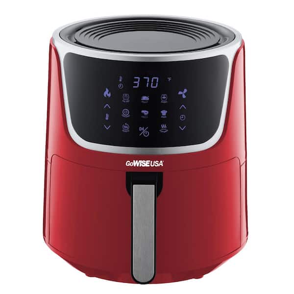 GoWISE USA 7 Qt. Red Air Fryer with Dehydrator and 3-Stackable Racks with 8-Functions