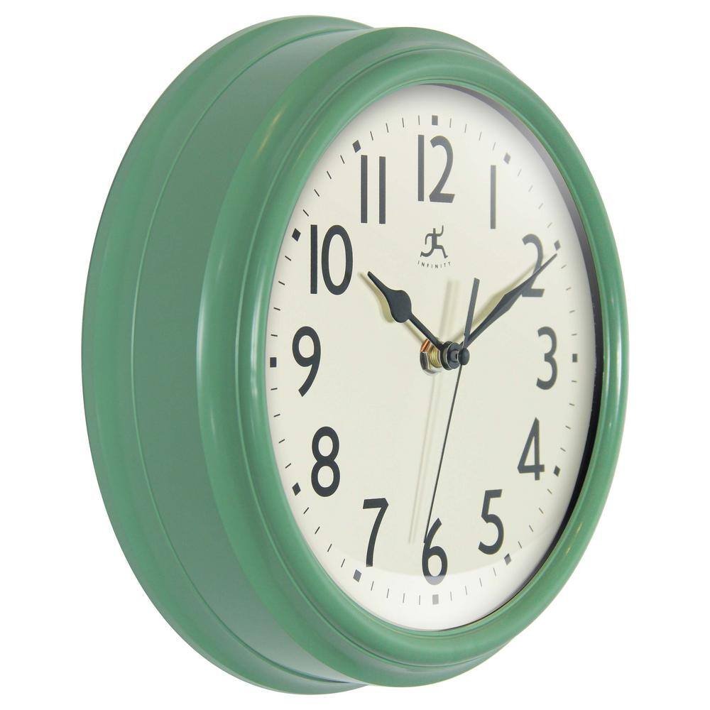 Green Plastic 9.5" Silent Movement Wall Clock