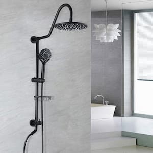 1-Spray Patterns Wall Mount Dual Shower Heads with Soap Dish in Matte Black