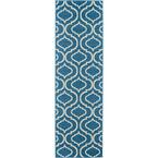 Jubilant Blue 2 ft. x 7 ft. Moroccan Farmhouse Runner Rug