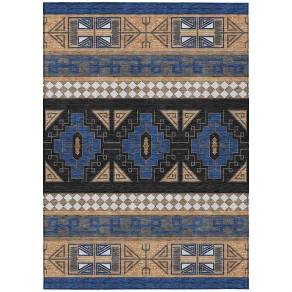 Chantille Machine Washable Indoor/Outdoor Abstract ACN2683 Navy 10 ft. x 14 ft. Area Rug