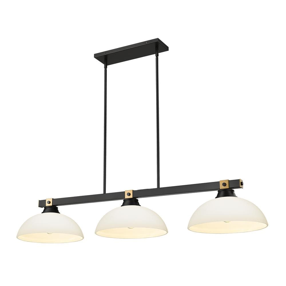 Bronte 52.25 in. Matte Black Plus Rubbed Brass 3-Light Billiard Light with 