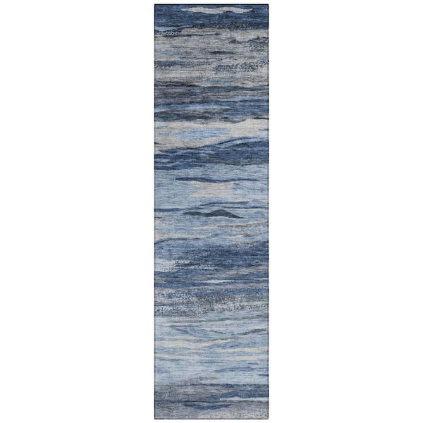 Chantille Machine Washable Indoor/Outdoor Abstract ACN1933 Blue 2 ft. 3 in. x 7 ft. 6 in. Runner Rug