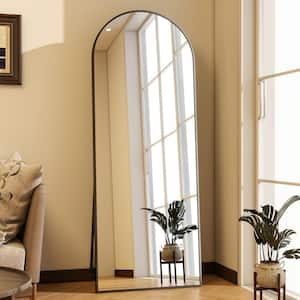 Arched Modern Aluminum Alloy Framed Black Full Length Floor Mirror Wall Mirror 24 in. W x 65 in. H