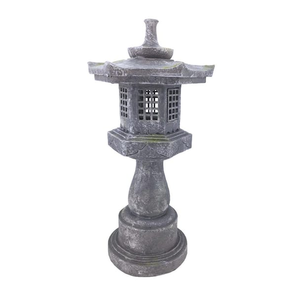 HI-LINE GIFT LTD. 38 in. Grey Stone Pagoda Lantern Garden Statue