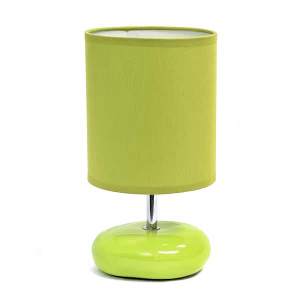 Creekwood home 10.24 in. Green Traditional Mini Round Rock Table Lamp with Green Fabric Shade