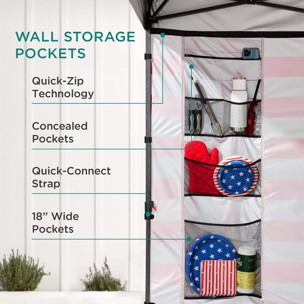 American Flag 10x10ft Pop-Up Canopy Tent with Storage Pockets