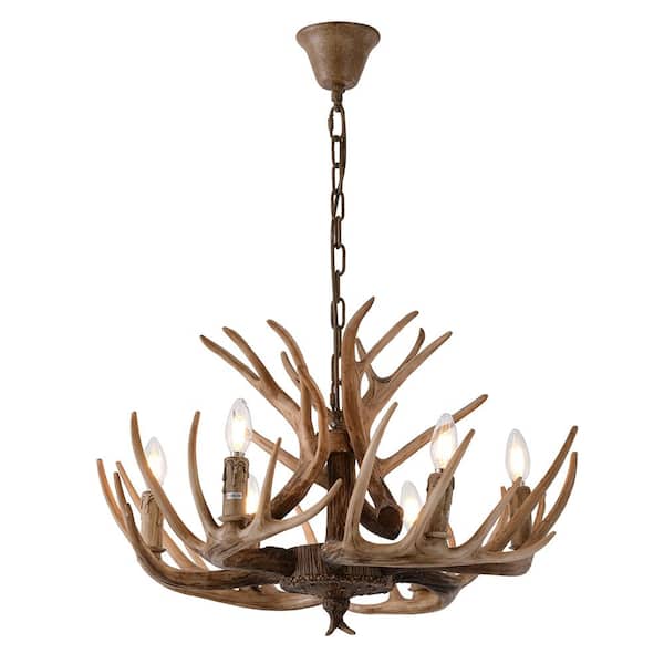 Marcus 6 Light Brown Antler Pendant Light IL07 The Home Depot